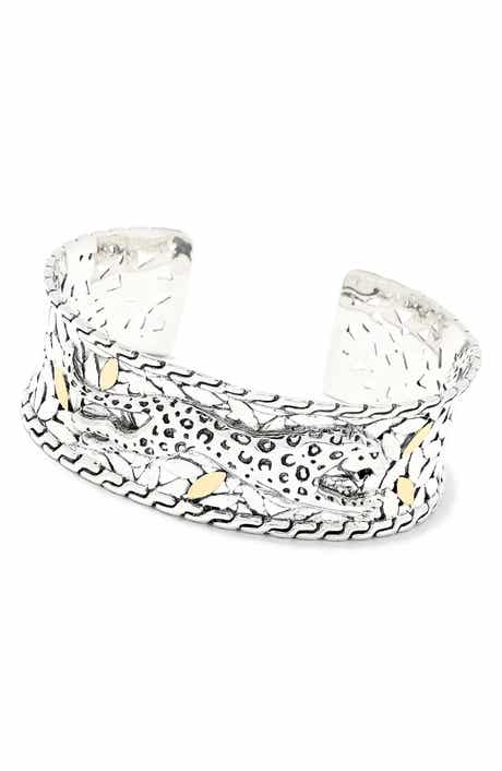 18k Gold & Sterling Silver Leopard Cuff Bracelet