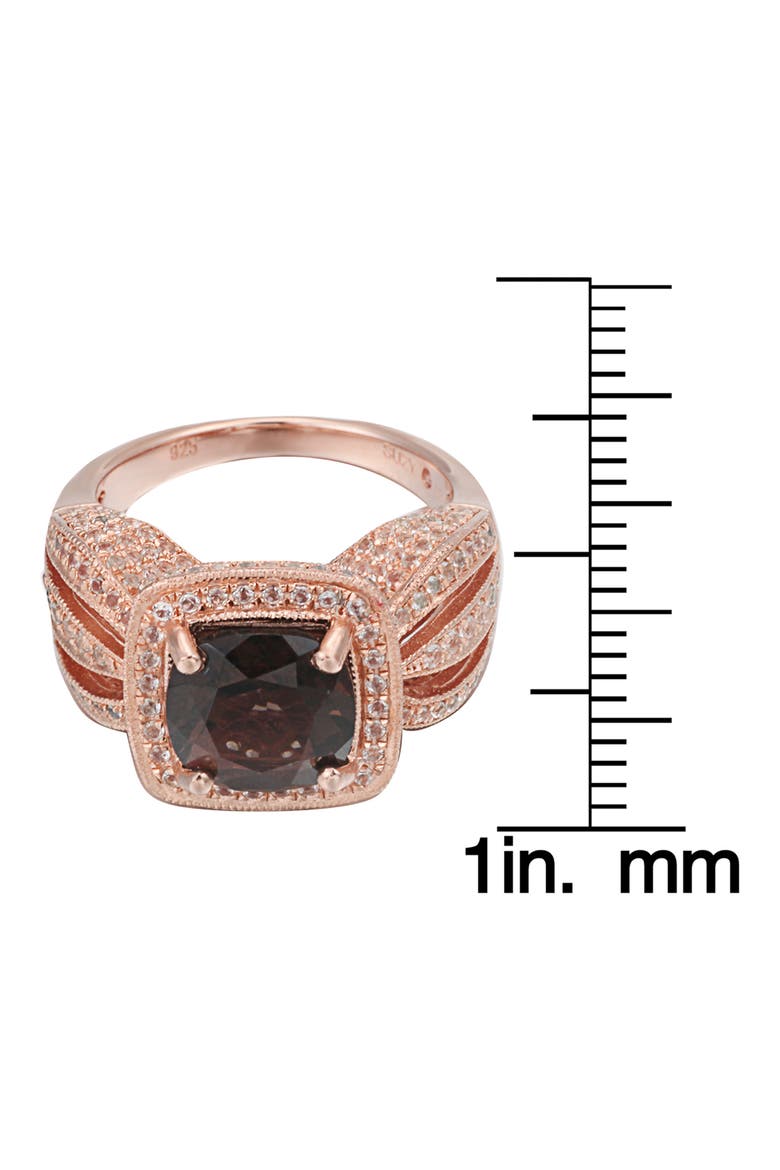 Cushion Cut Quartz & White Topaz Halo Ring, Alternate, color, BROWN