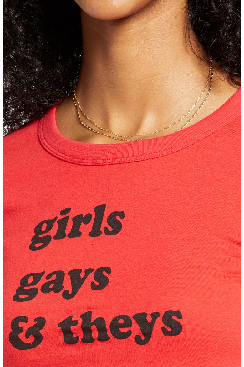 Pride Gender Inclusive Graphic Baby Tee, Alternate, color, RED GIRLS/ GAYS/ THEYS