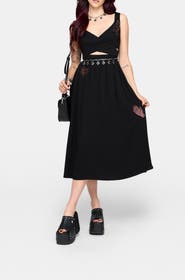 Disturbia Mireth Embroidered Wrap Front Midi Dress