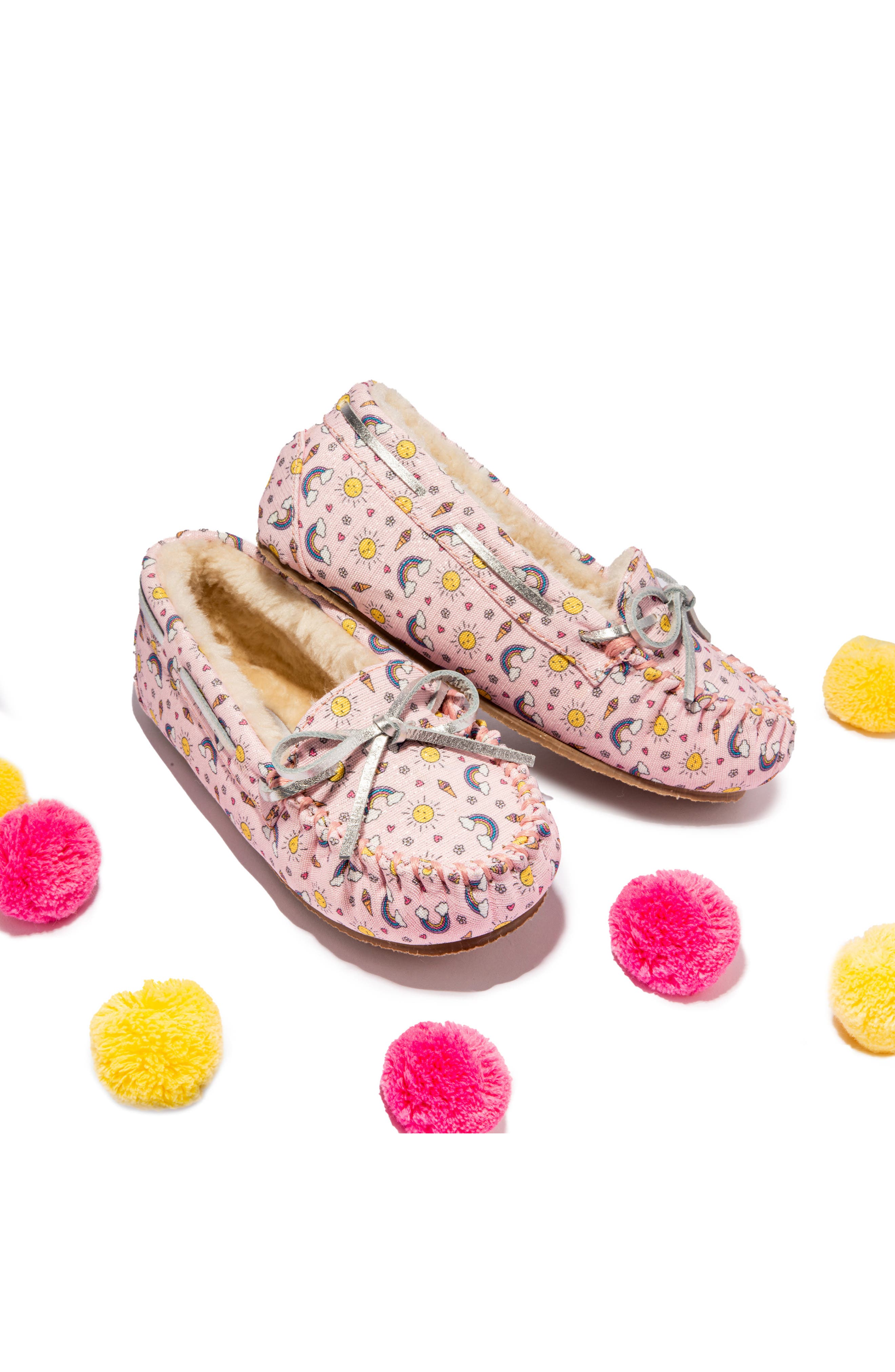 Minnetonka Kids' Print Slipper, Alternate, color, Pink Summer