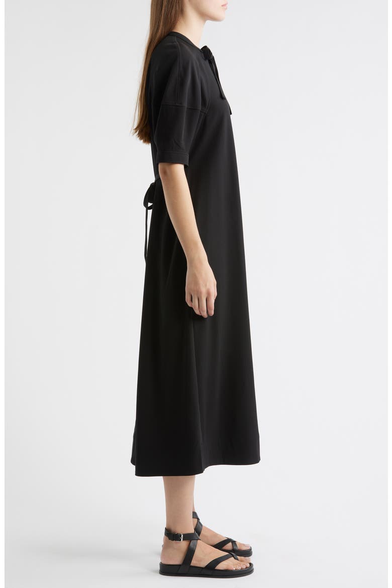 Tie Neck Midi Dress, Alternate, color, BLACK DARK