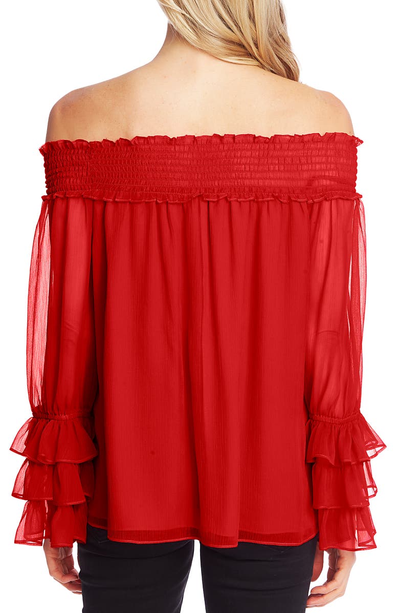 CeCe Smocked Off the Shoulder Blouse, Alternate, color, 