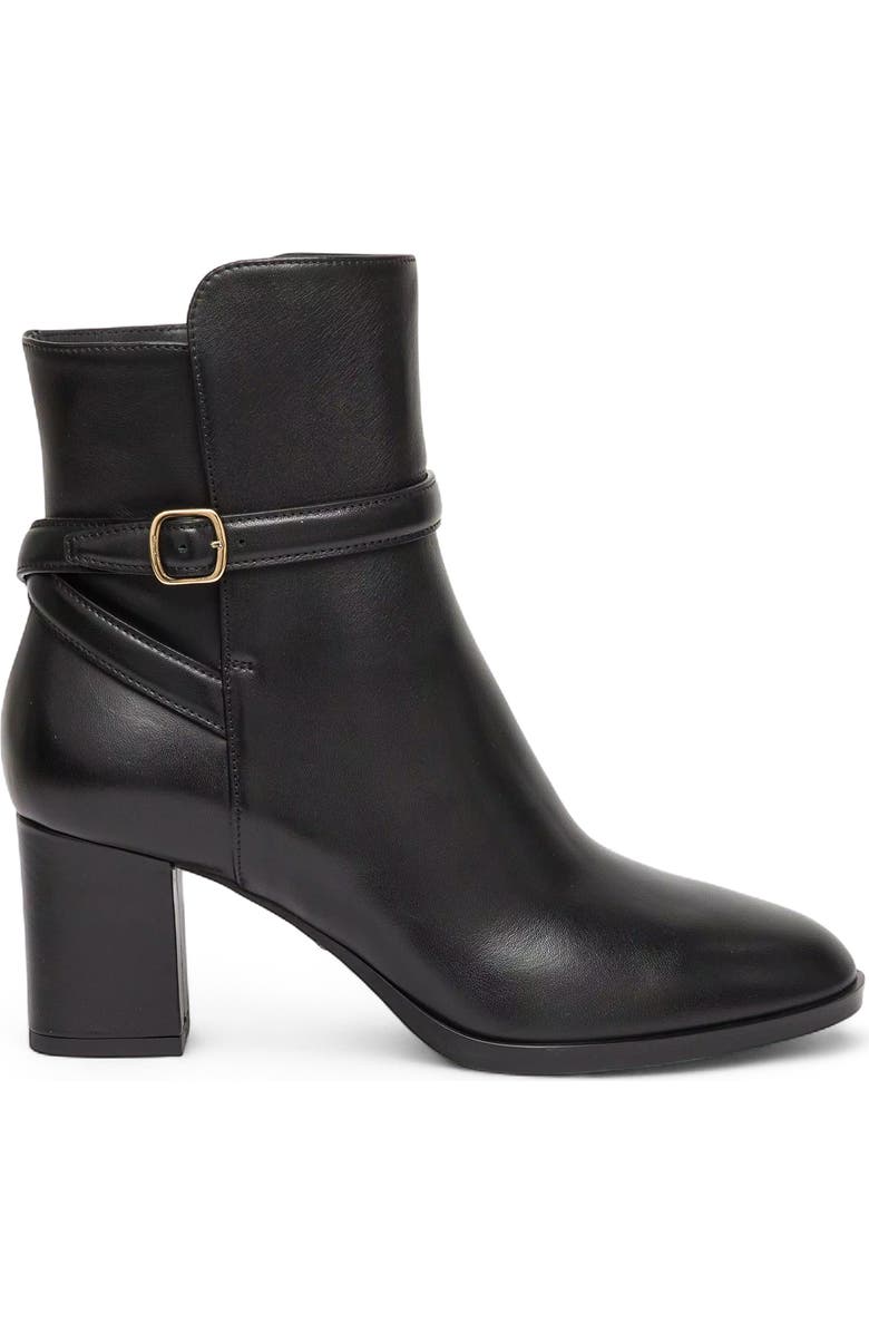Santoni Leather Mid-Heel Ankle Boot, Main, color, Black