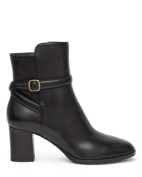 Leather Mid-Heel Ankle Boot