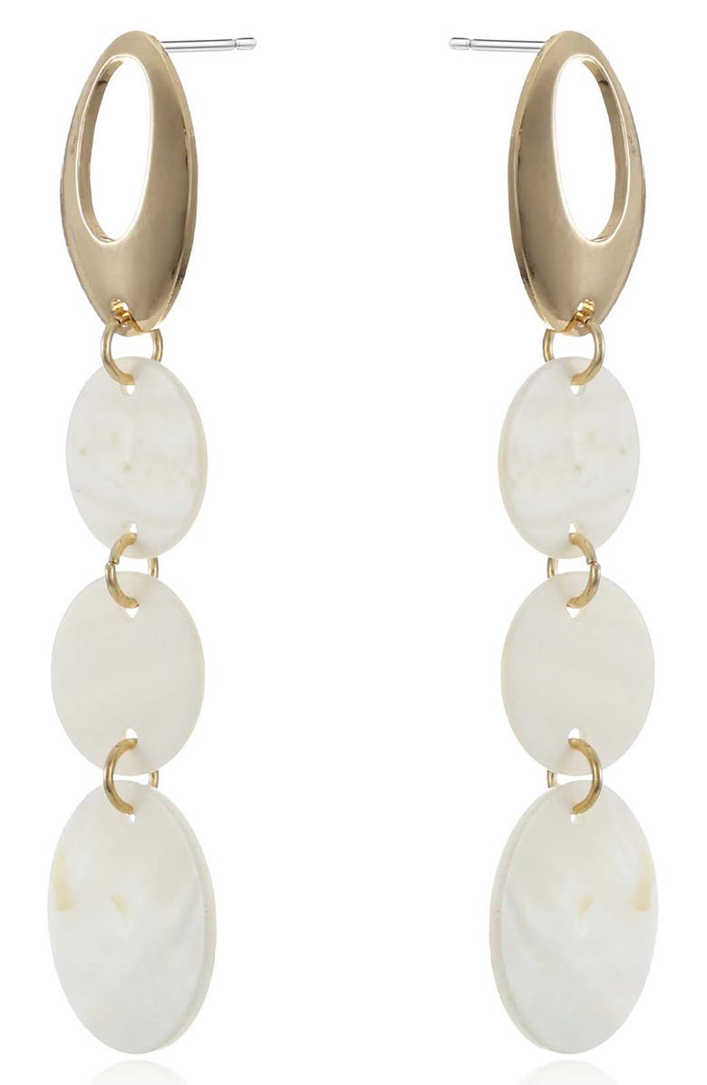 Ettika Disco Shell Drop Earrings, Alternate, color, White/ Gold