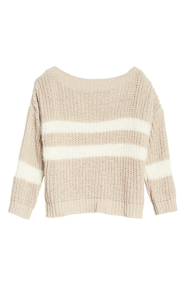 Woven Heart Eyelash Stripe Chenille Sweater, Alternate, color,
