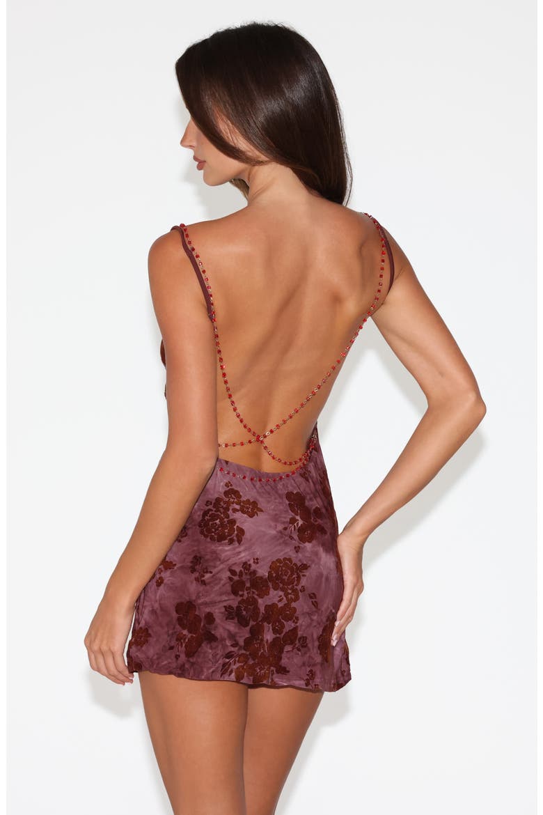 Sparrow Floral Velvet Burnout Minidress, Alternate, color, CHOCOLATE BROWN