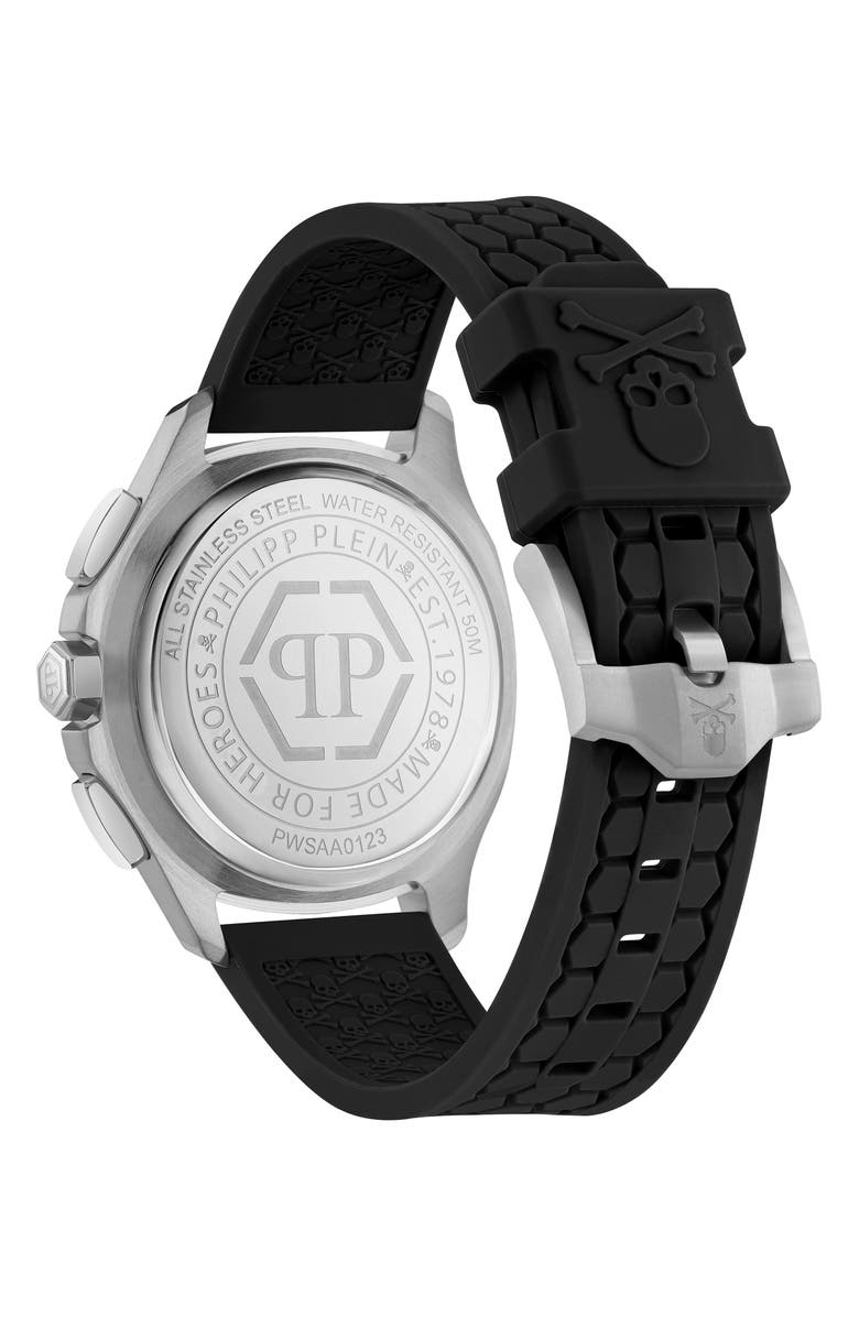 PHILIPP PLEIN Spectre Chronograph Silicone Strap Watch, 44mm, Alternate, color, Stainless Steel