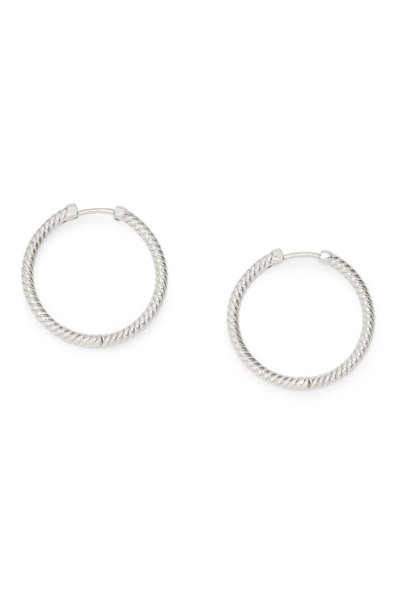 Rope Hoop Earrings, Main, color, RHODIUM