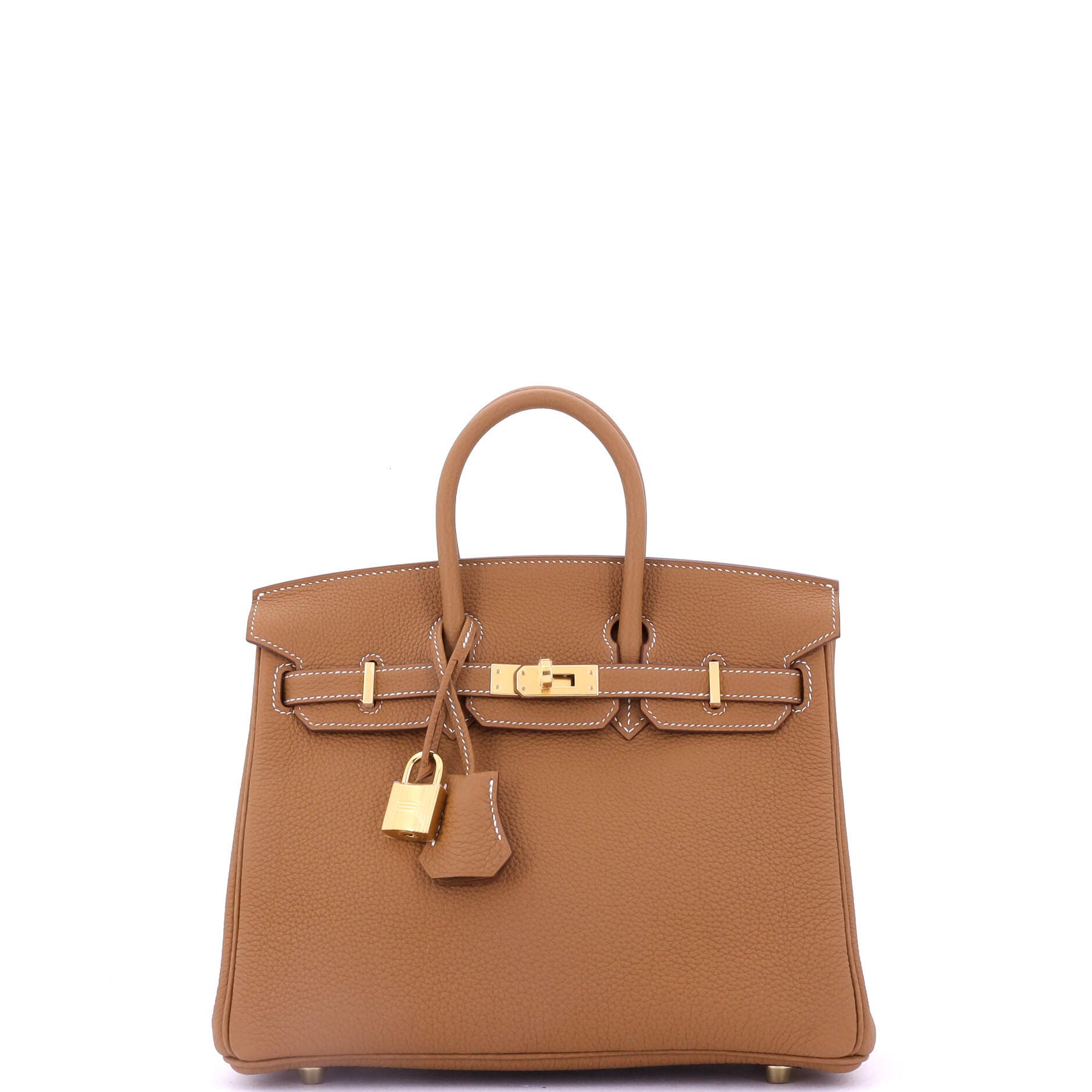 Pre-Owned Hermes Birkin Handbag Brown Togo with Gold Hardware 25, Main, color, 