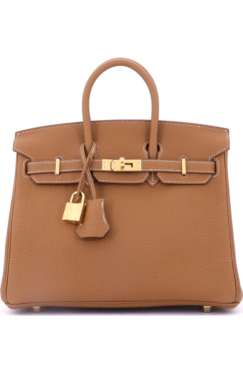 Pre-Owned Hermes Birkin Handbag Brown Togo with Gold Hardware 25, Main, color,