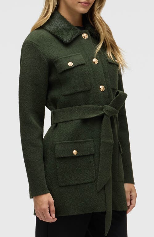 Nvlt Military Pocket Belted Sweater Coat In Green