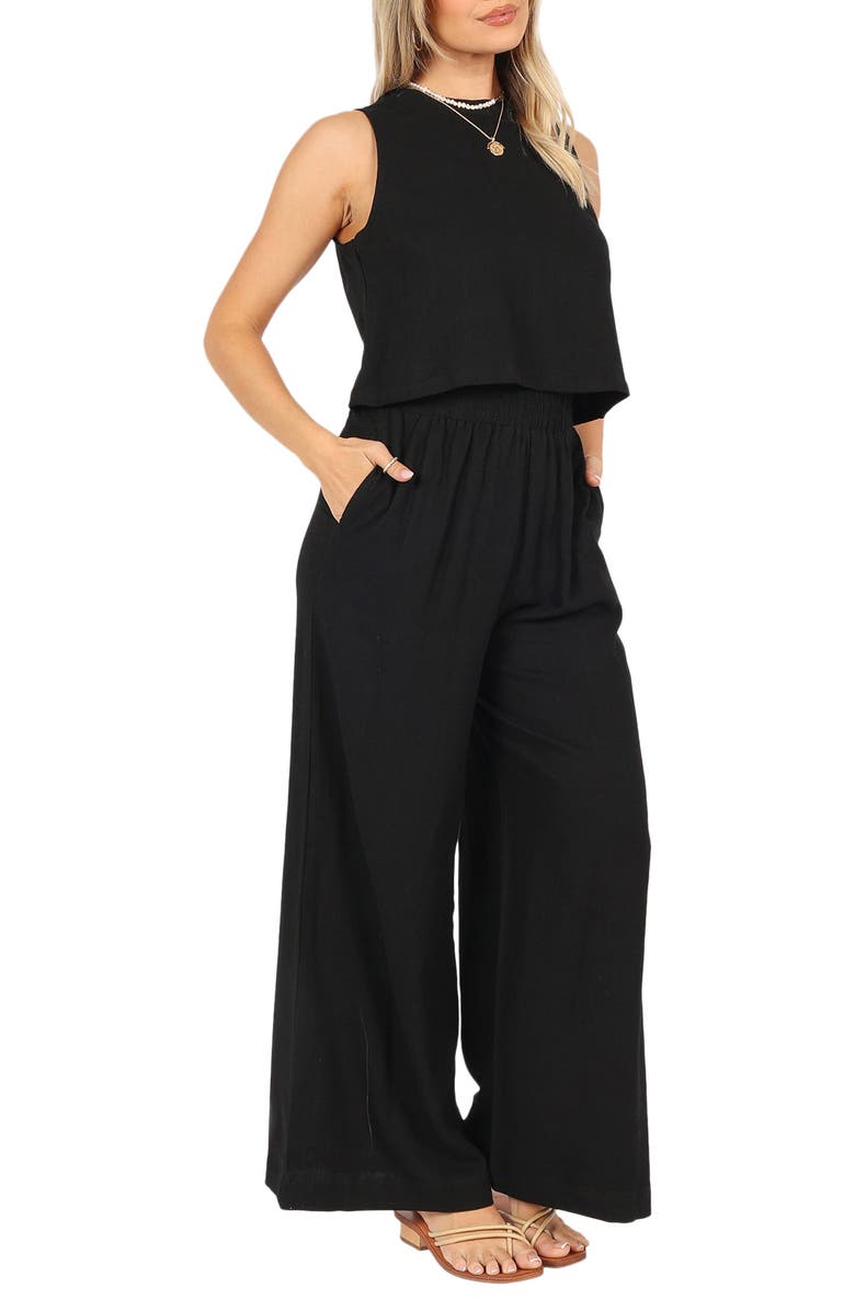 Petal & Pup Marnie Tank & Wide Leg Pants Linen Set, Alternate, color, Black