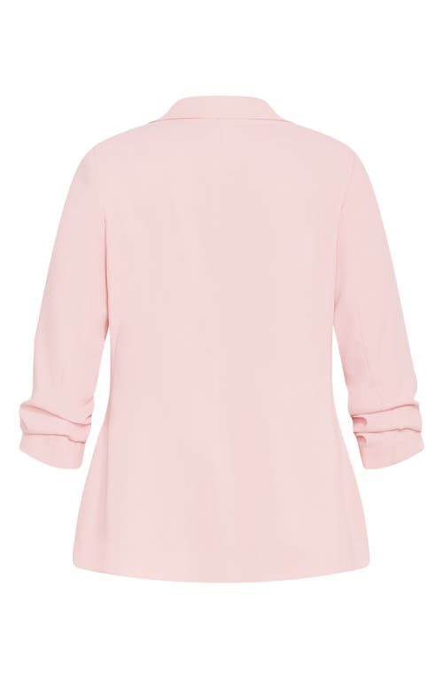City Chic Abbie Ruched Sleeve Blazer In Pink