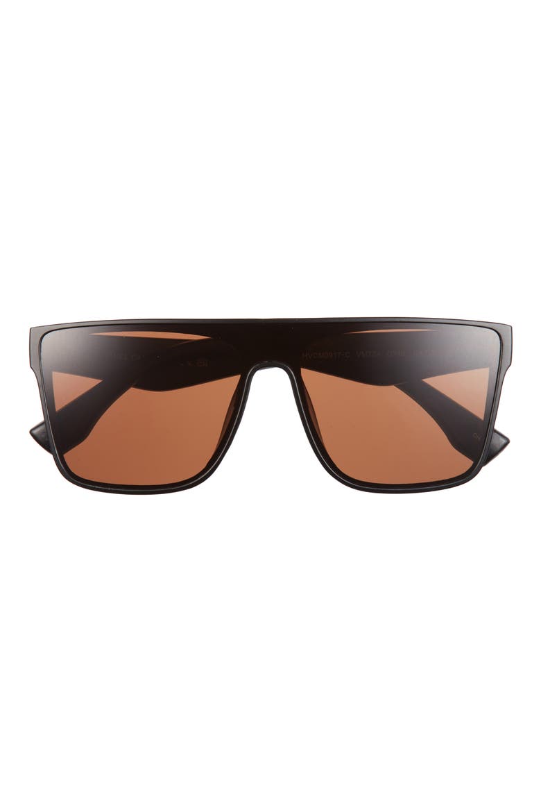 Flat Top Shield Sunglasses, Main, color, BLACK BLUE