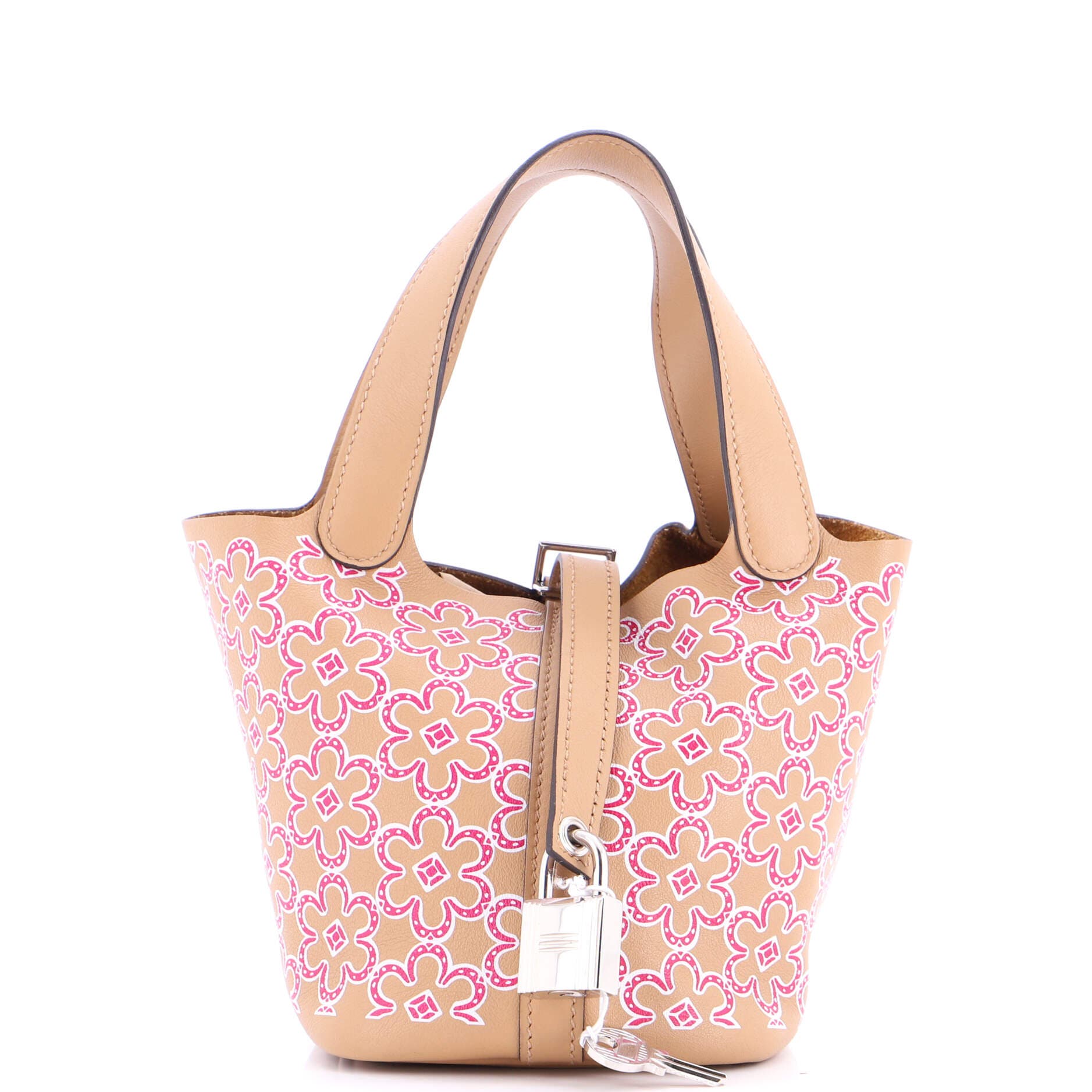 Pre-Owned Hermes Picotin Lock Bag Lucky Daisy Printed Swift Micro, Main, color, 