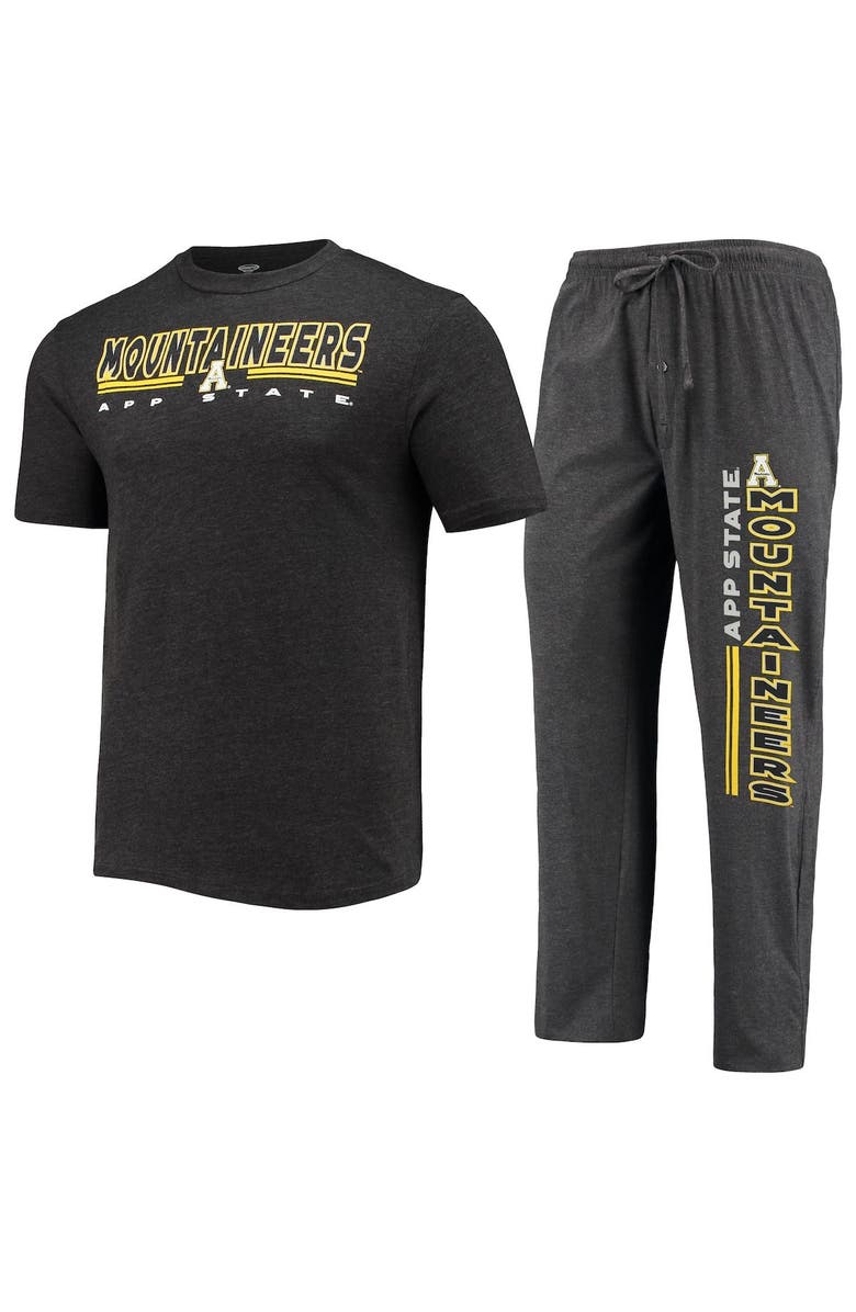 CONCEPTS SPORT Men's Concepts Sport Heathered Charcoal/Black Appalachian State Mountaineers Meter T-Shirt & Pants Sleep Set, Alternate, color, Heather Charcoal