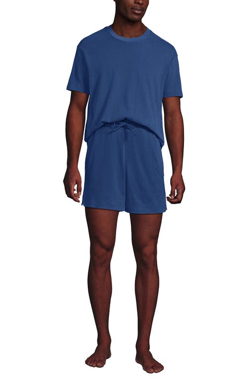 Lands' End Short Sleeve Knit Jersey Short Sleep Set In Blue