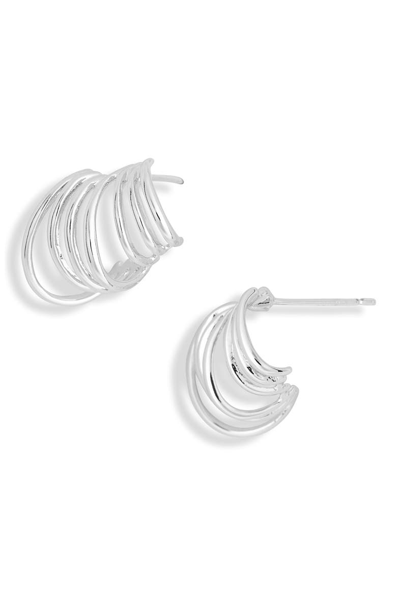 Demi Fine Hoop Ear Crawlers, Main, color, SILVER