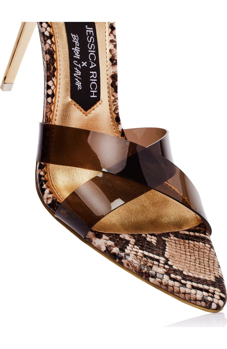 JESSICA RICH This iconic line of must-have heels blends elegance with modern flair, offering the perfect statement piece for any wardrobe. The Coco Mule, designed for this collection, offers a fresh take on our mule design. Featuring a criss-cross PVC toe straps make this the sexiest mule yet!, Alternate, color, Snake