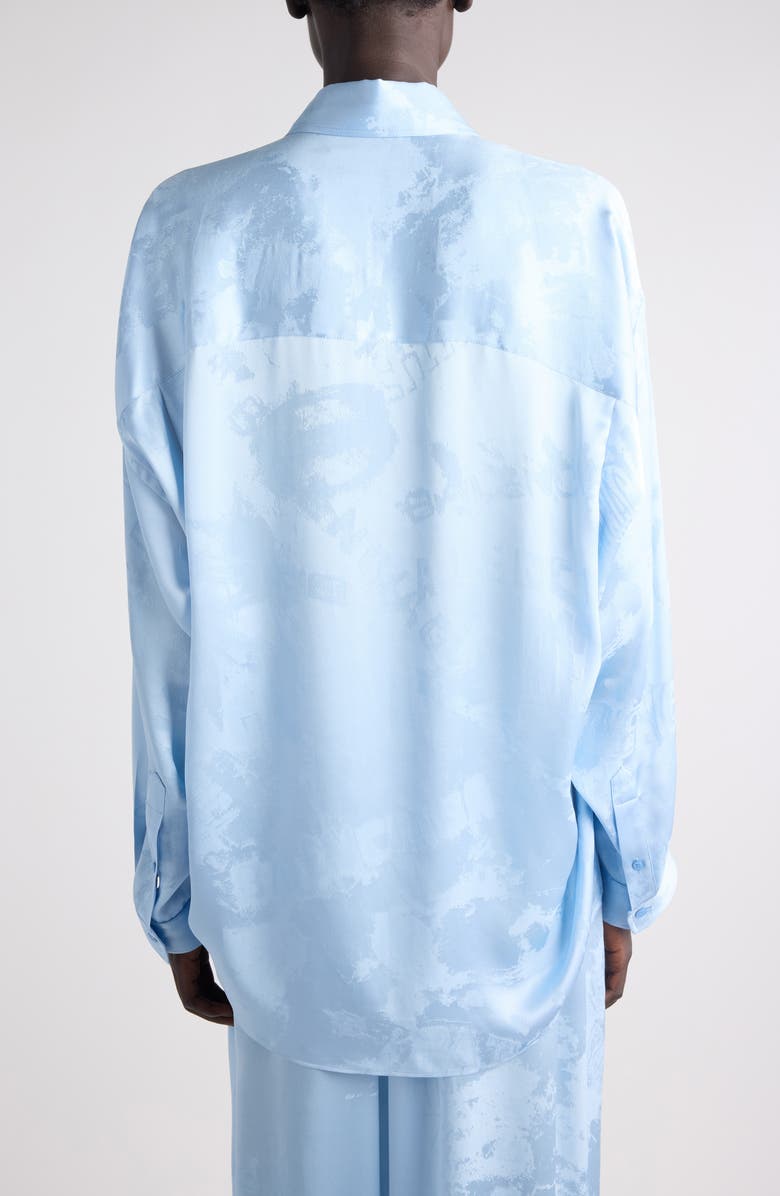 Balenciaga Washed Silk Cocoon Button-Up Shirt, Alternate, color, 5840 Baby Blue