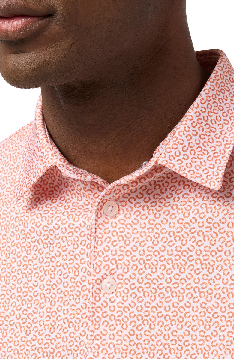 Mizzen+Main Versa Trim Fit Horseshoe Print Performance Polo, Alternate, color, Burnt Orange Lucky Toss
