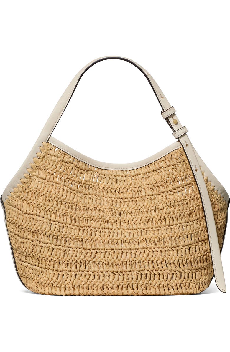 Kate Spade New York deco straw small tulip tote bag, Alternate, color, Natural