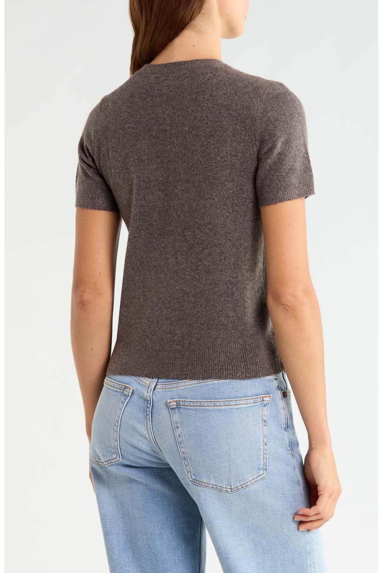 Argyle Short Sleeve Sweater, Alternate, color, HOT FUDGE HTR