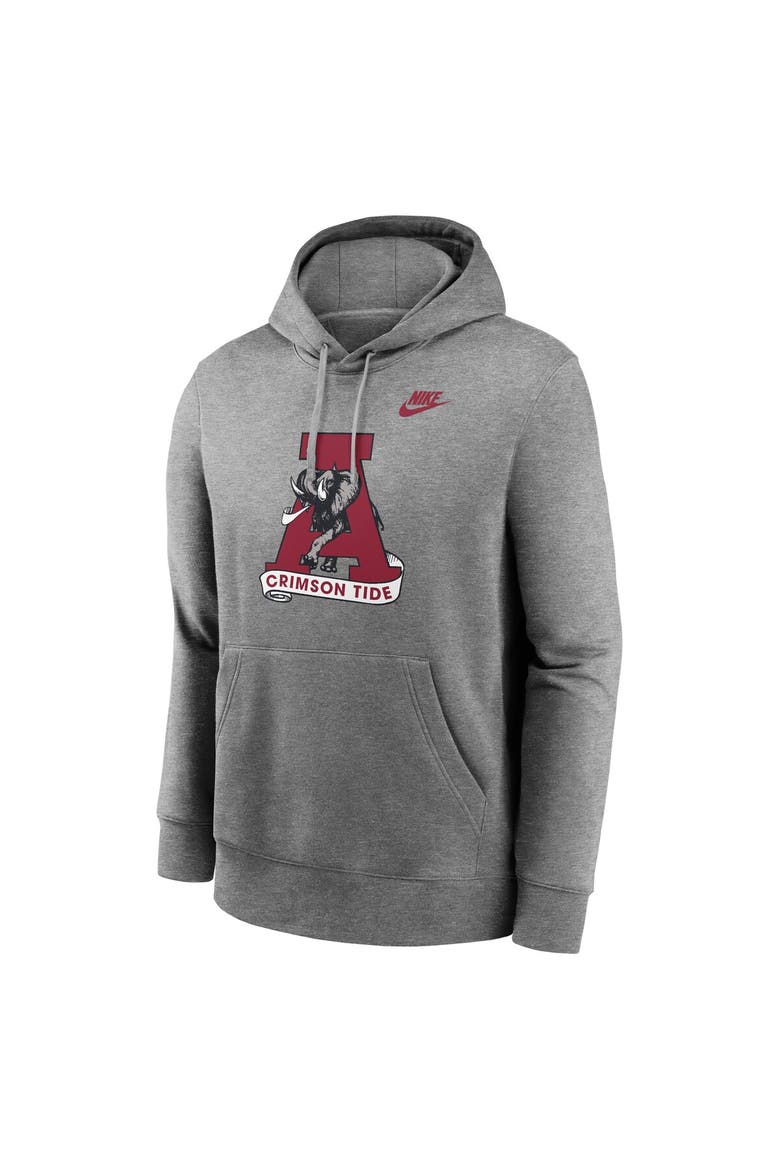 Men's Nike Heather Gray Alabama Crimson Tide Legacy Logo Club Fleece Pullover Hoodie, Alternate, color, Heather Gray