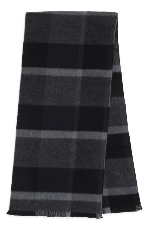 Nordstrom Exploded Plaid Merino Wool Scarf In Black