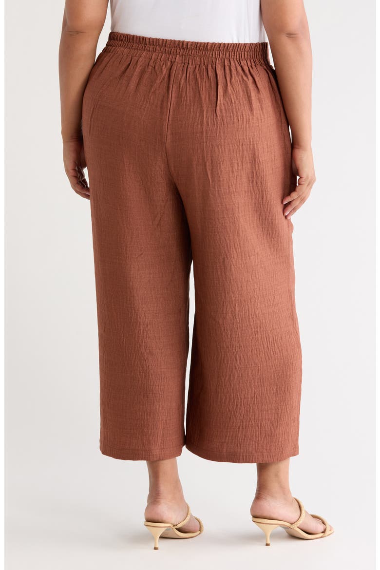 Textured Wide Leg Crop Pants, Alternate, color, HEATHER CHESTNUT