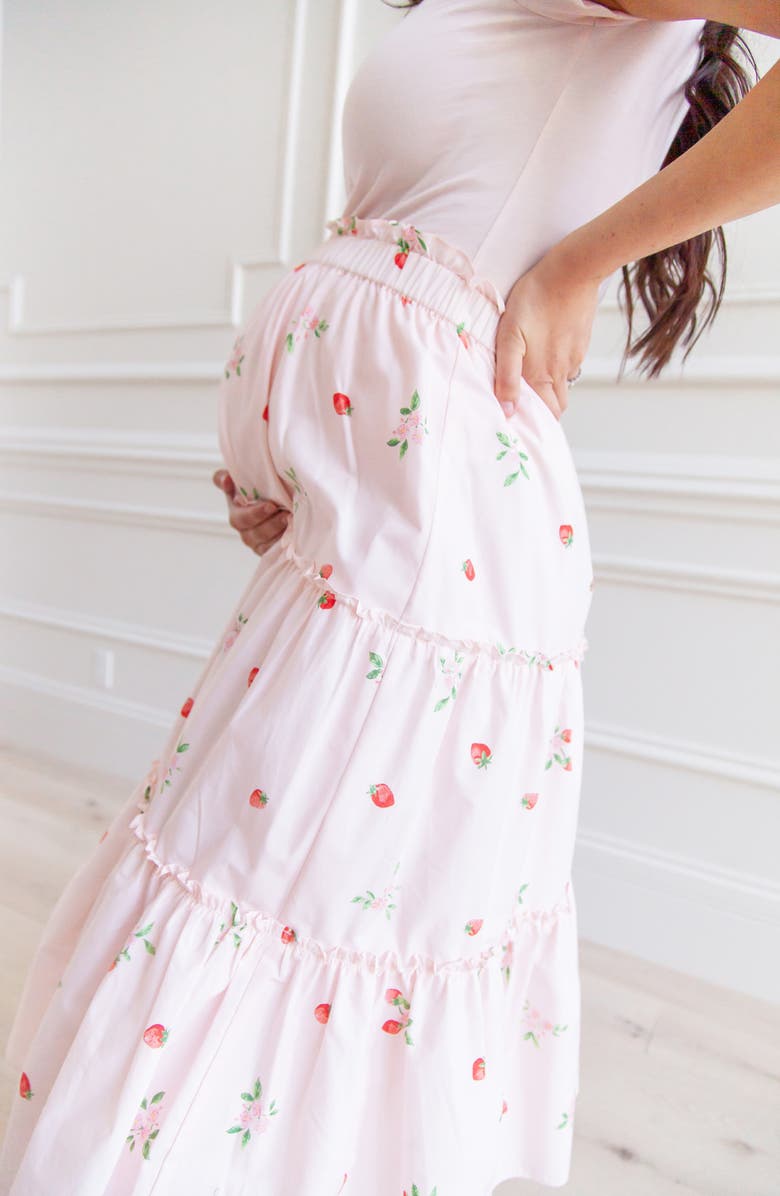 Rachel Parcell Strawberry Print Tiered Skirt, Alternate, color,