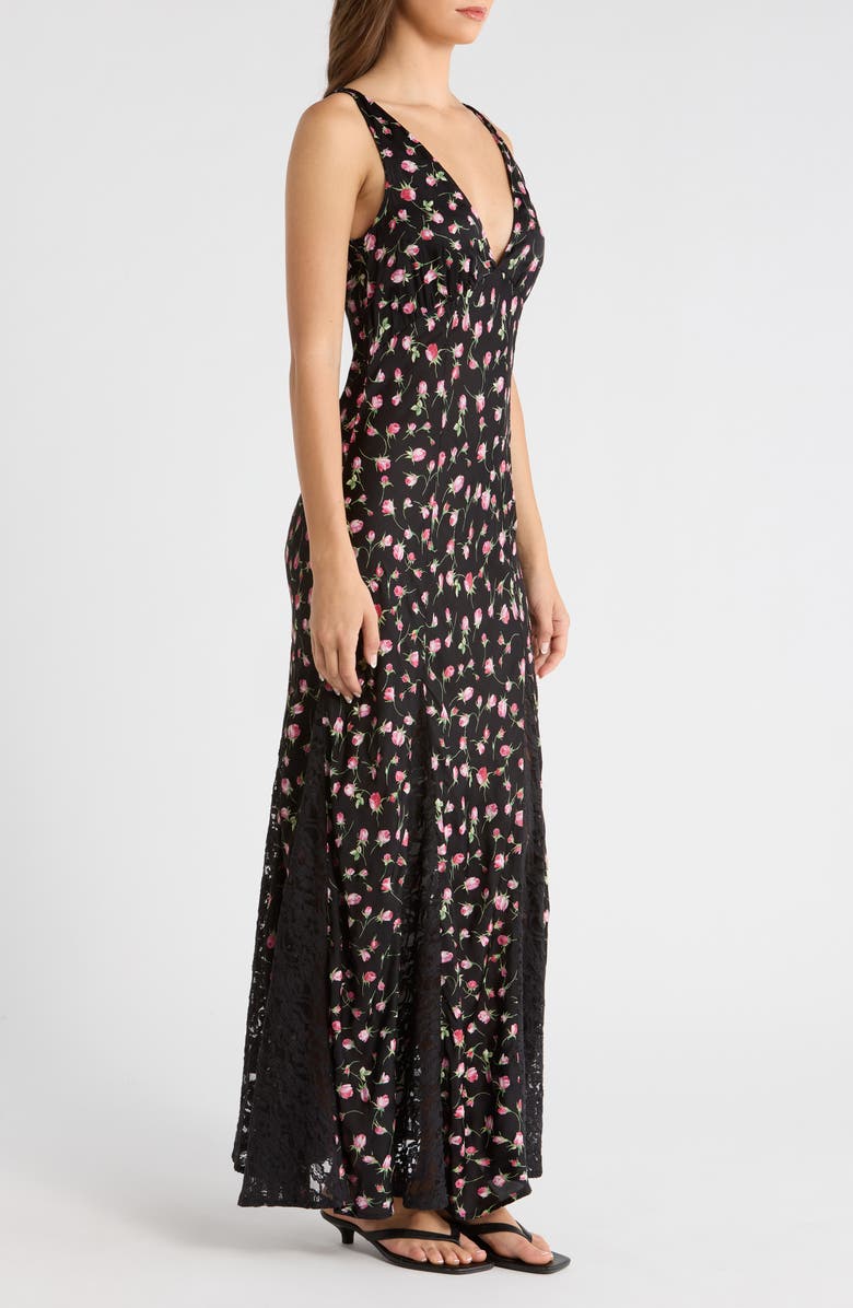 Damson Madder Genevieve Ditsy Floral Plunge Neck Midi Dress, Alternate, color, Rose