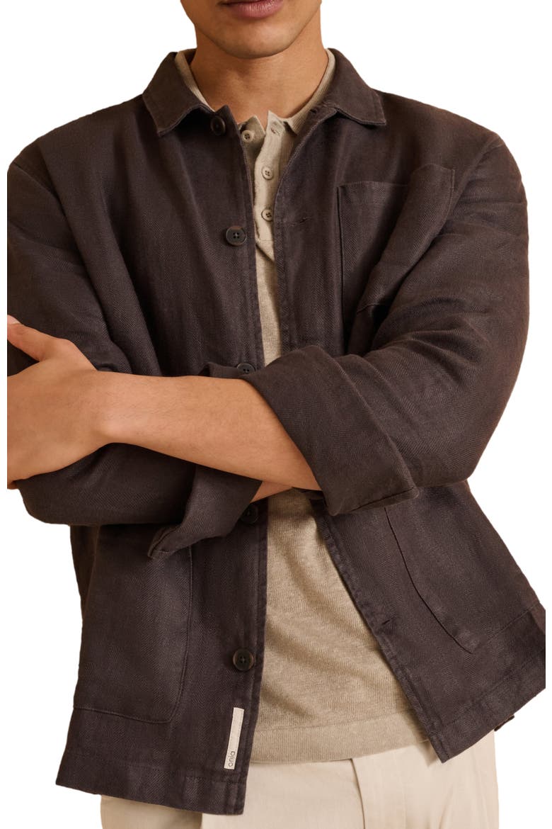 Linen Herringbone Overshirt, Alternate, color, Carbon