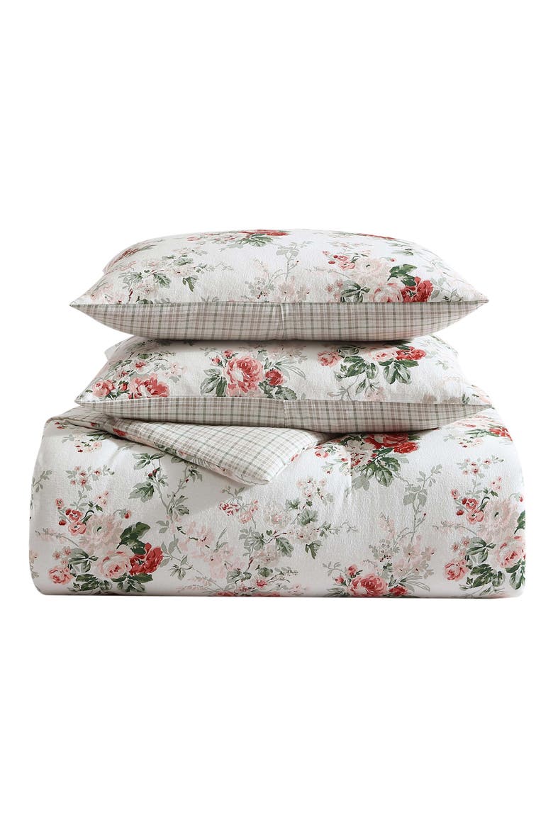 Ashfield 3-Piece Cotton Comforter & Sham Set, Main, color, RED/ GREEN