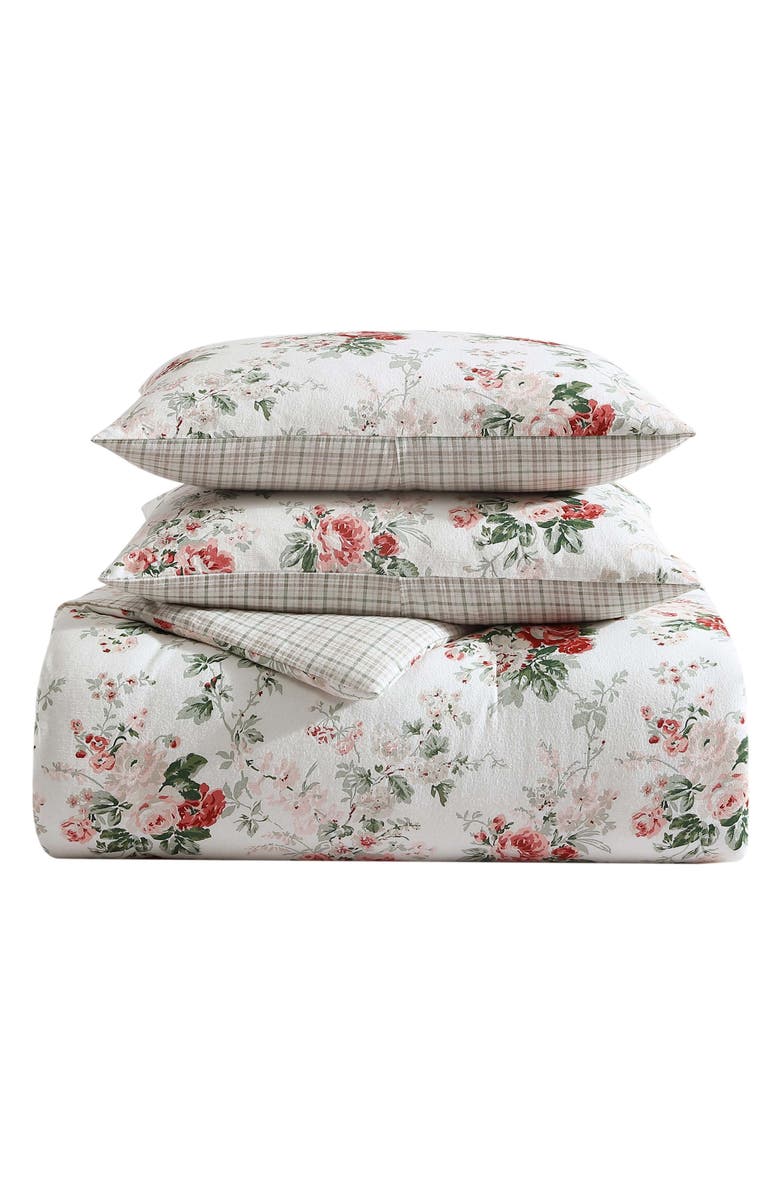 Laura Ashley Ashfield 3-Piece Cotton Comforter & Sham Set, Main, color, Red/ Green