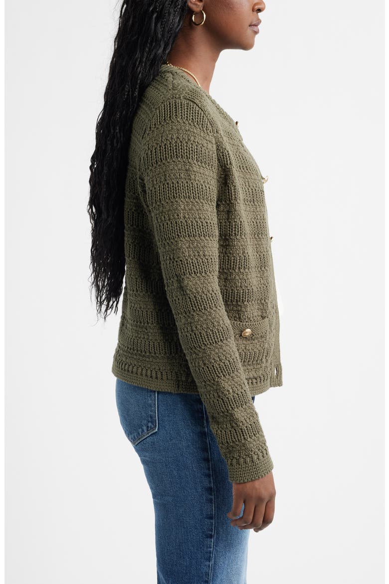 Textured Cotton Cardigan, Alternate, color, OLIVE SARMA