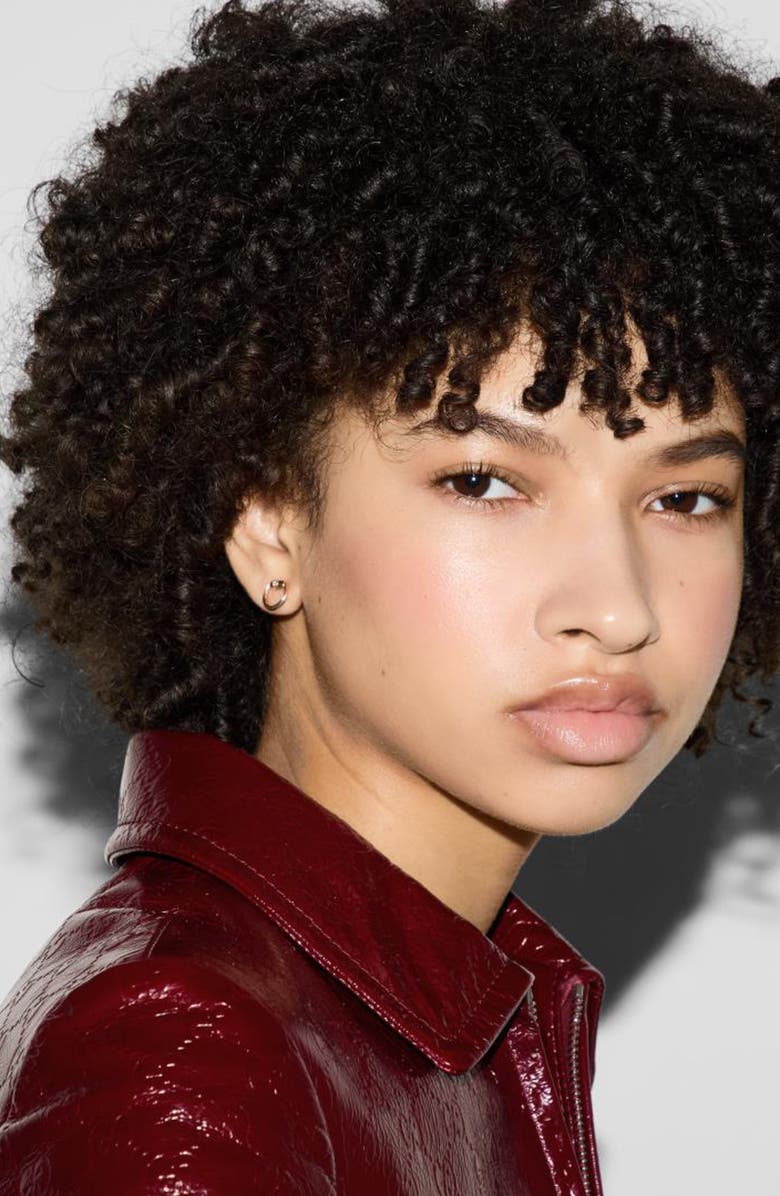 Gucci Half Horsebit Mini Diamond Stud Earrings, Alternate, color, Pink Gold