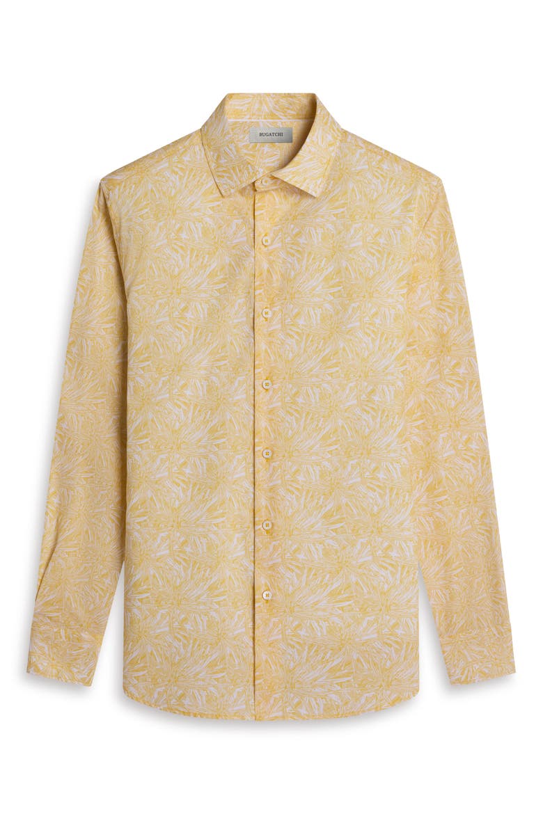Julian Shaped Fit Leaf Print Cotton Button-Up Shirt, Alternate, color, JOJOBA