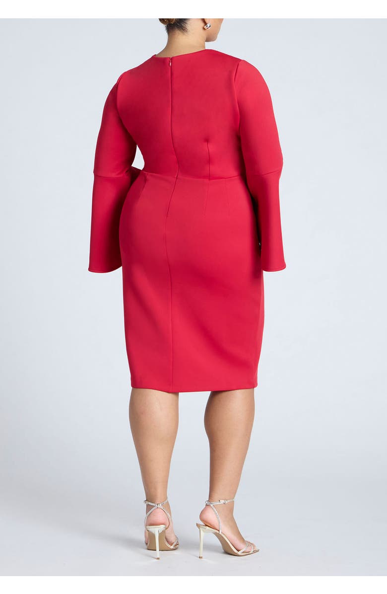 ELOQUII Bell Sleeve Scuba Crepe Dress, Alternate, color, Black