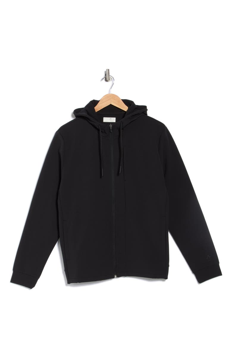 ORIGINAL PENGUIN SPORT Micro Texture Full Zip Hoodie, Alternate, color, Caviar