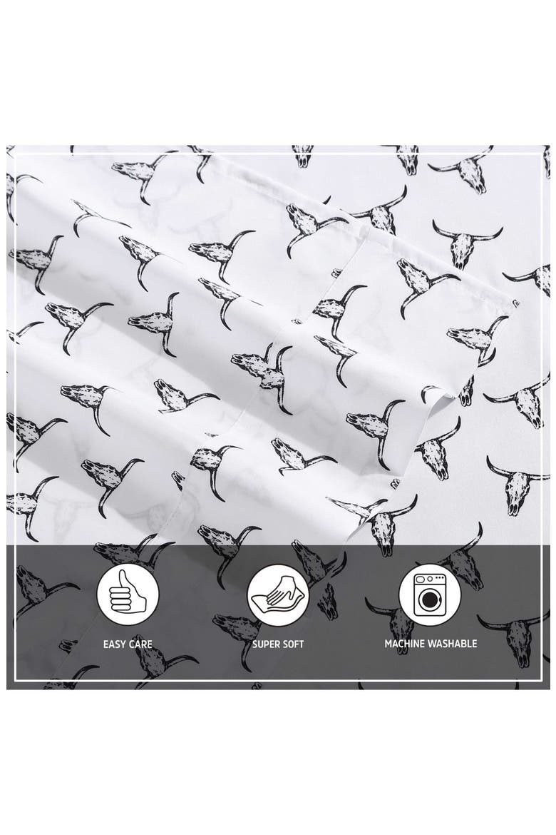 Steer Skulls Sheet Set, Alternate, color, BLACK