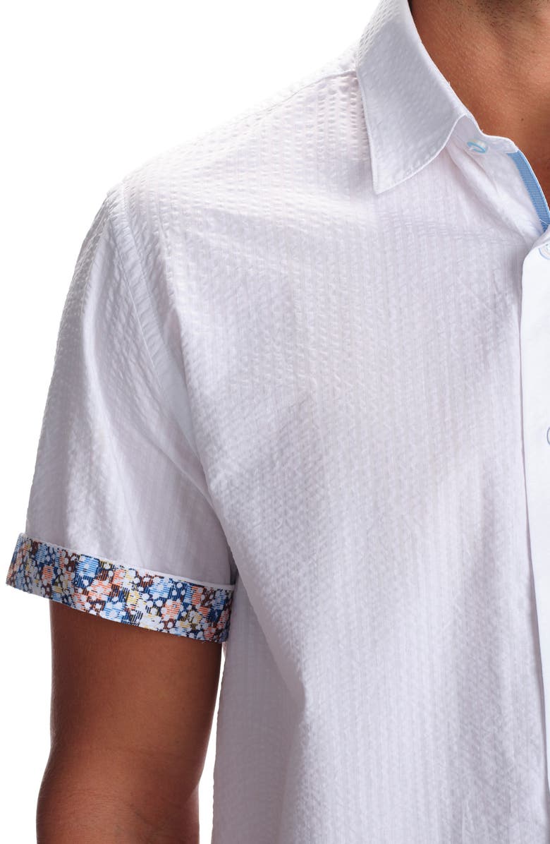 STUDIO GARNET LOS ANGELES Seaside Short Sleeve Cotton Seersucker Button-Up Shirt, Alternate, color,