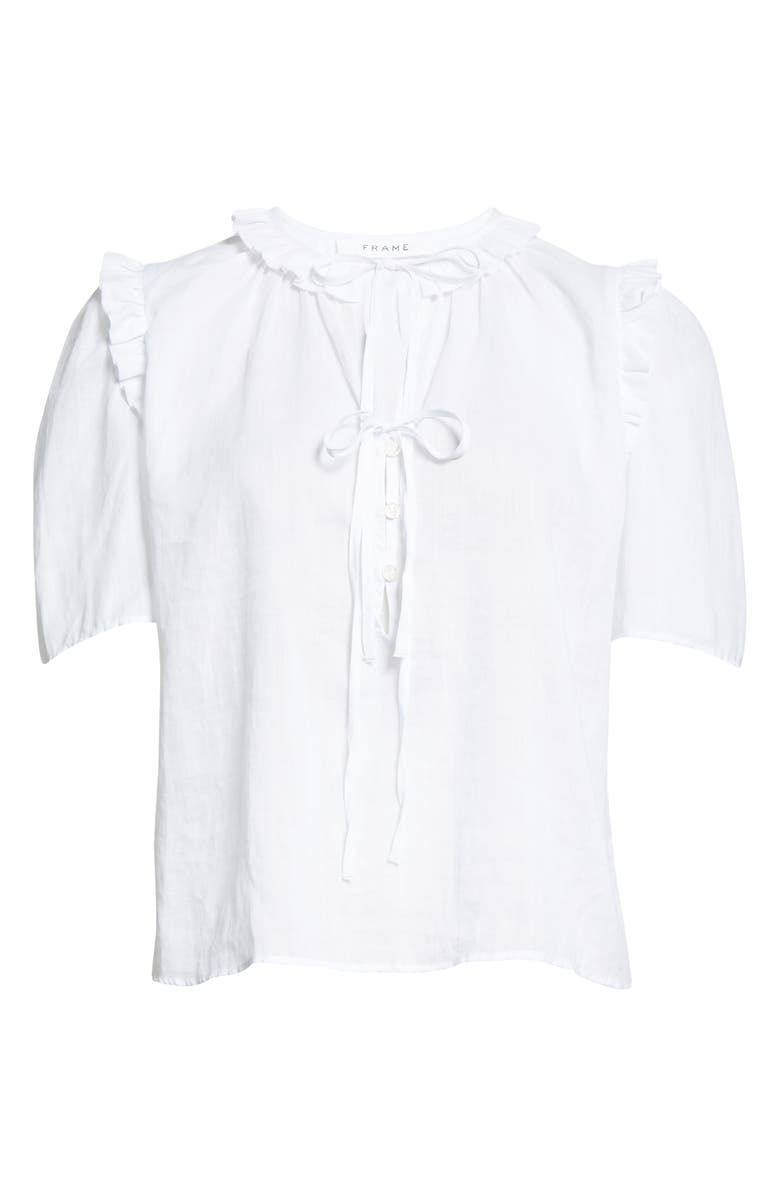 FRAME Tie Neck Ruffle Blouse | Nordstromrack