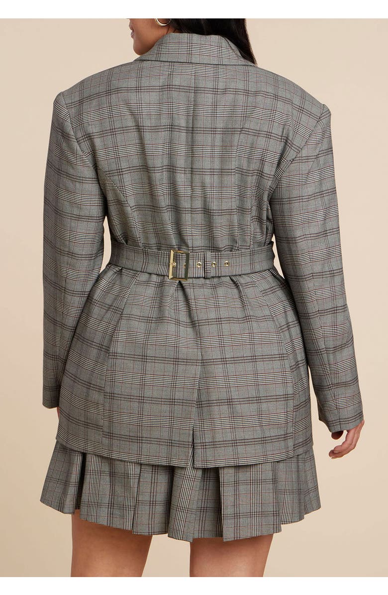 ELOQUII Nipped Waist Blazer With Back Adjuster, Alternate, color, Grey Plaid