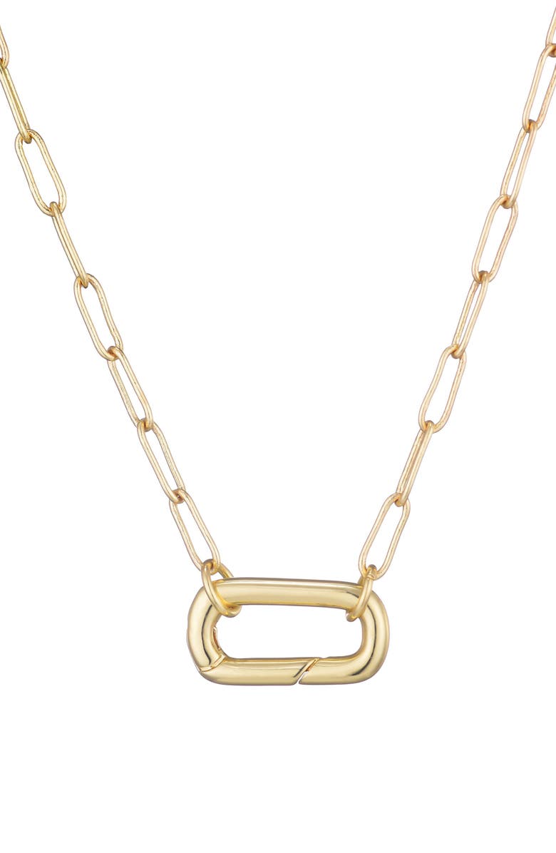 Adornia Lock Charm Necklace, Main, color, Gold