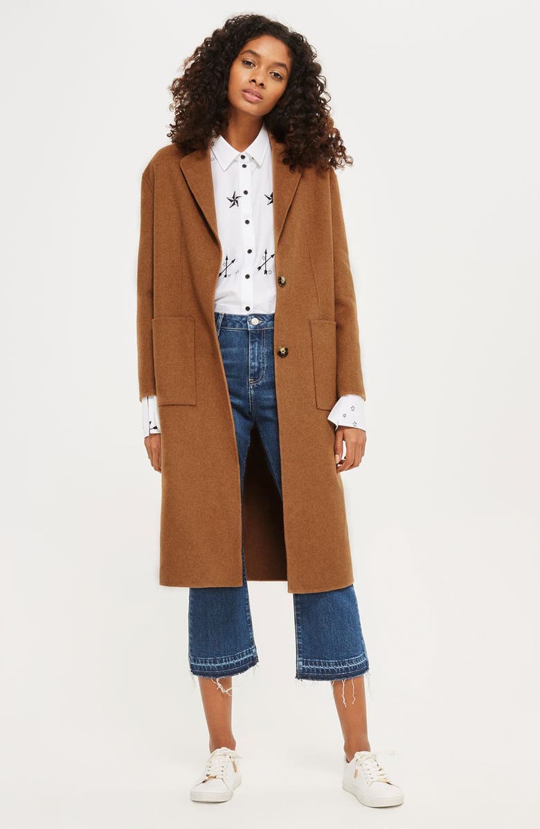 Topshop Long Coat, Alternate, color, 