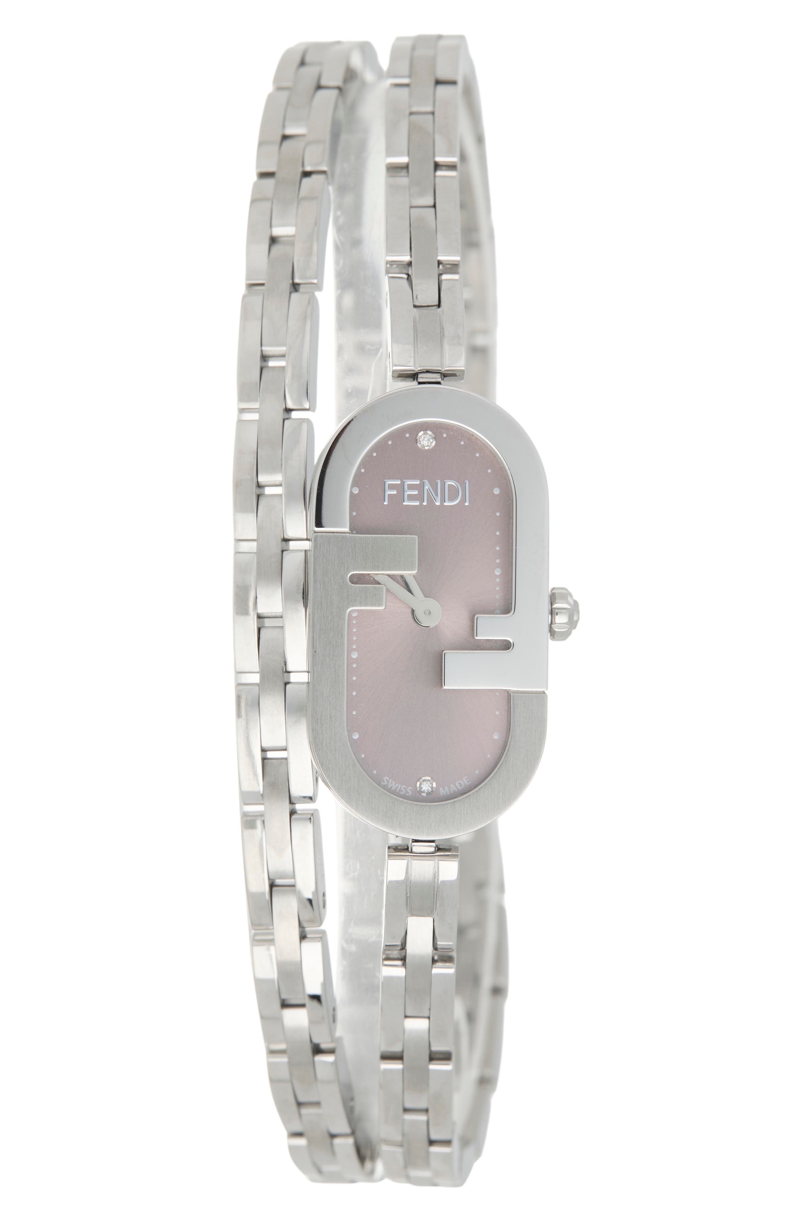 Fendi O'Lock Diamond Accent Oval Link Bracelet Watch, 28.3mm x 14.8mm