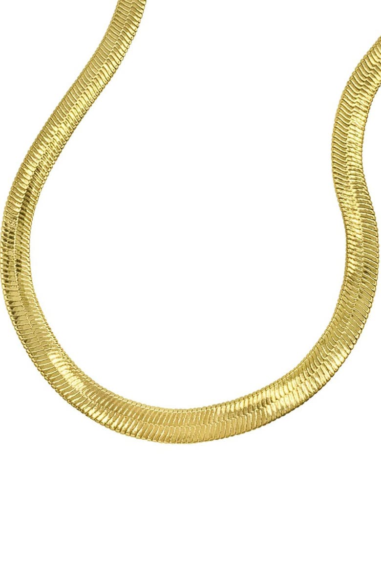 Adornia Water Resistant Herringbone Chain Necklace, Alternate, color, Yellow